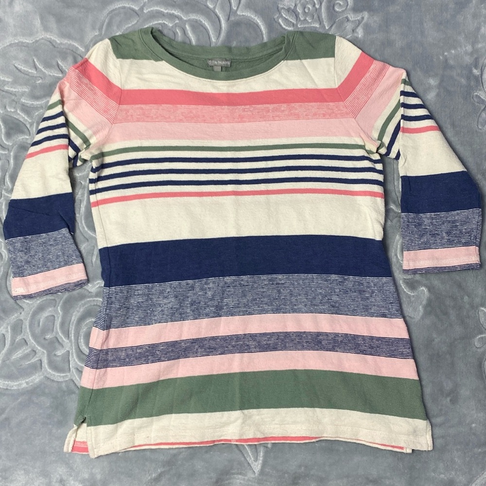 T by Talbot’s Multicolored Knit 3/4 Sleeve Blouse size Small 100% cotton